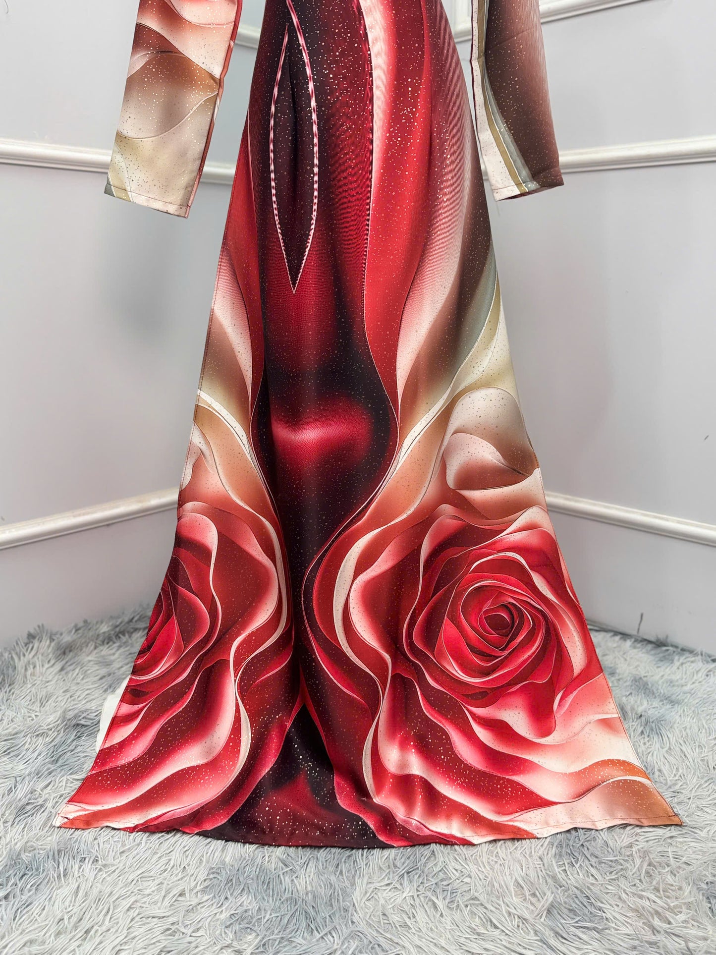 H329 1591 Áo only - Áo dài lụa ánh sao kim sa