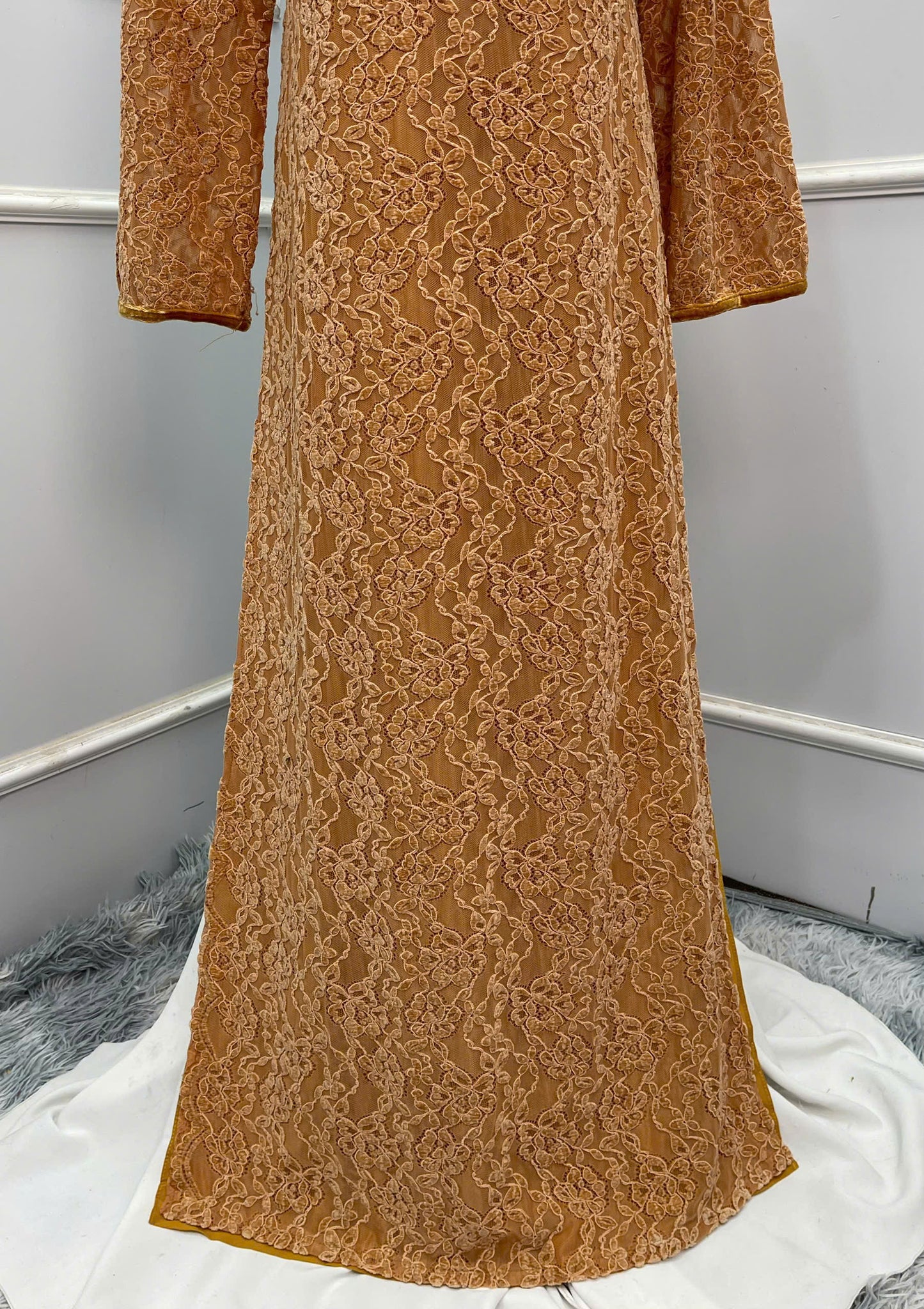 H324 Áo + quần - Áo dài cách tân dáng suông nhung 4 tà