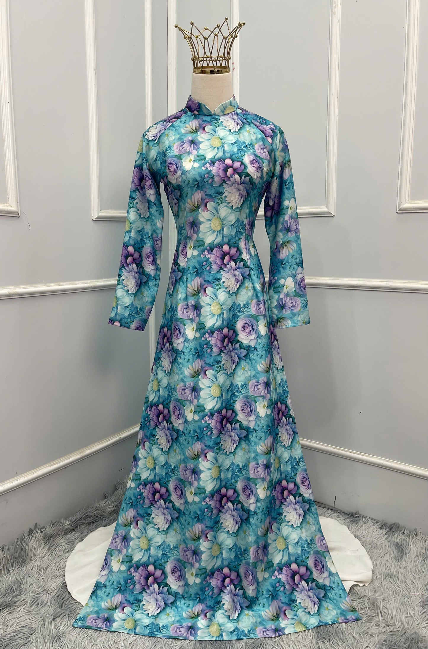 H356 1637 Áo only - Áo dài lụa ánh sao thiết kế