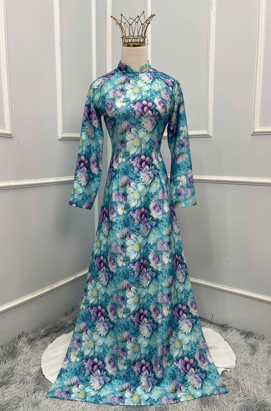 H356 1637 Áo only - Áo dài lụa ánh sao thiết kế