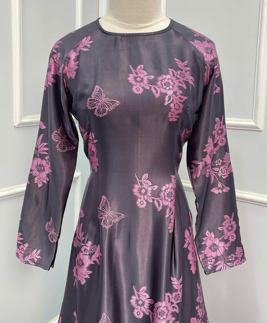 H354 1635 Áo only - Áo dài lụa 2 da màu lạ