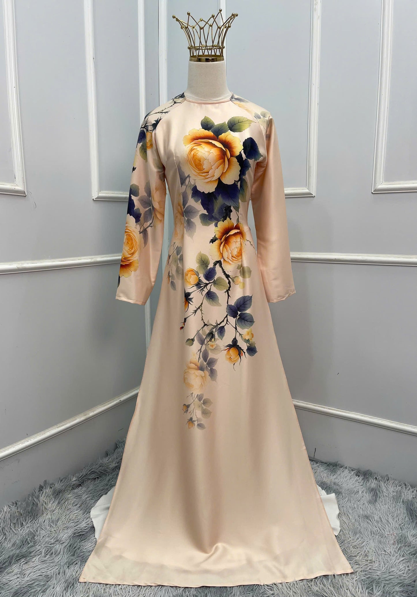 H360 1641 Áo only - Áo dài lụa ánh sao thiết kế 2 da