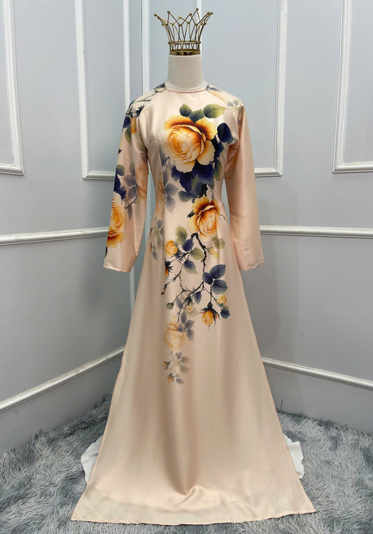 H360 1641 Áo only - Áo dài lụa ánh sao thiết kế 2 da