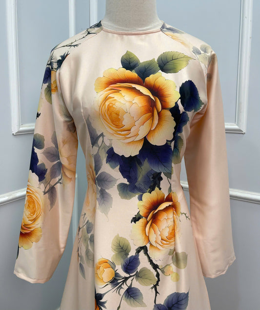 H360 1641 Áo only - Áo dài lụa ánh sao thiết kế 2 da