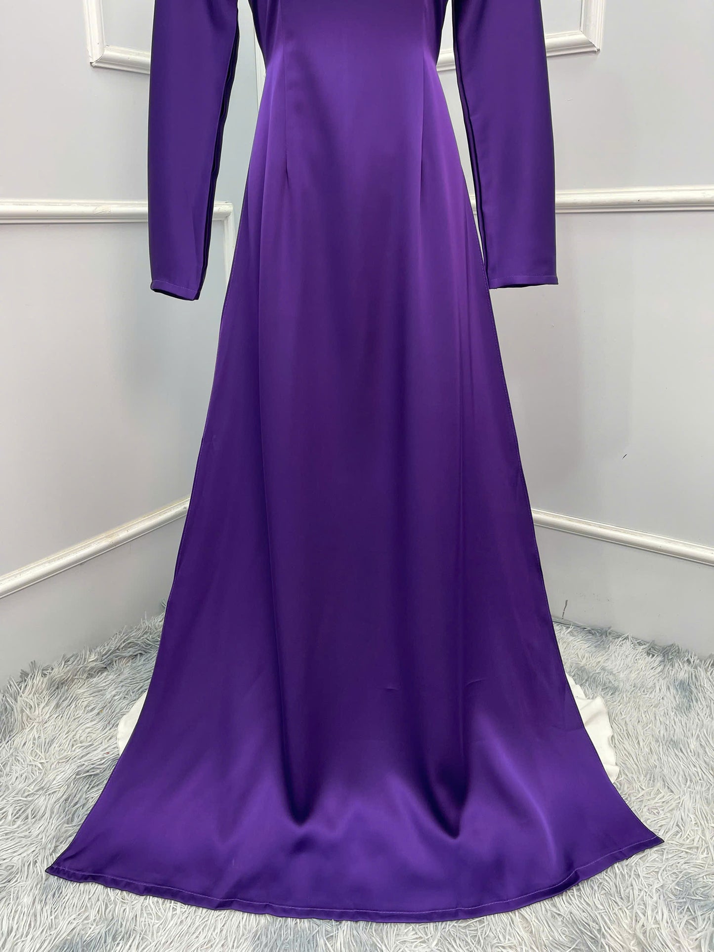 S226 1607 Áo only - Áo dài thiết kế đính kết màu tím đậm