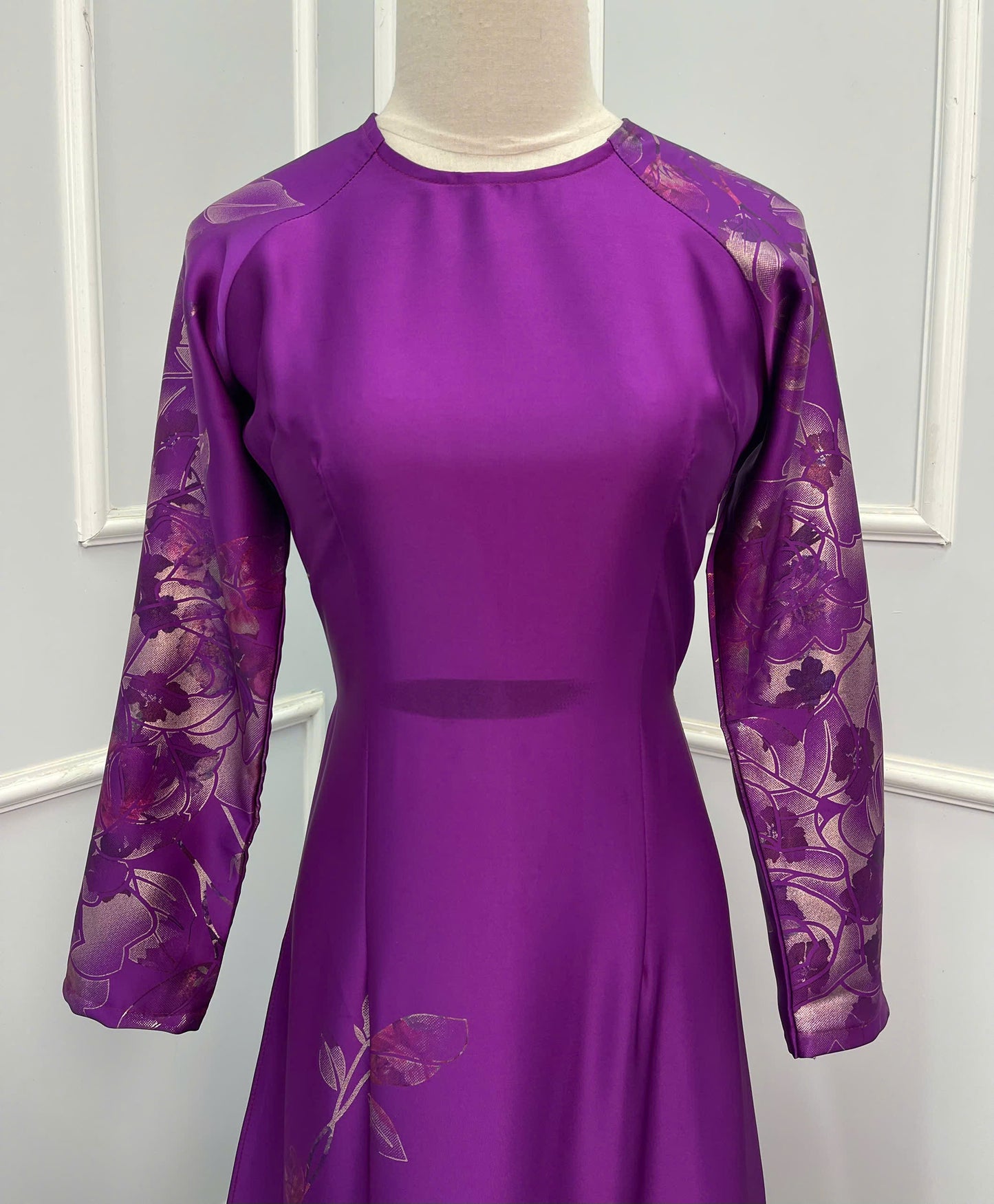 H331 Áo only - Áo dài lụa xà cừ nhà Cẩm Tú màu tím