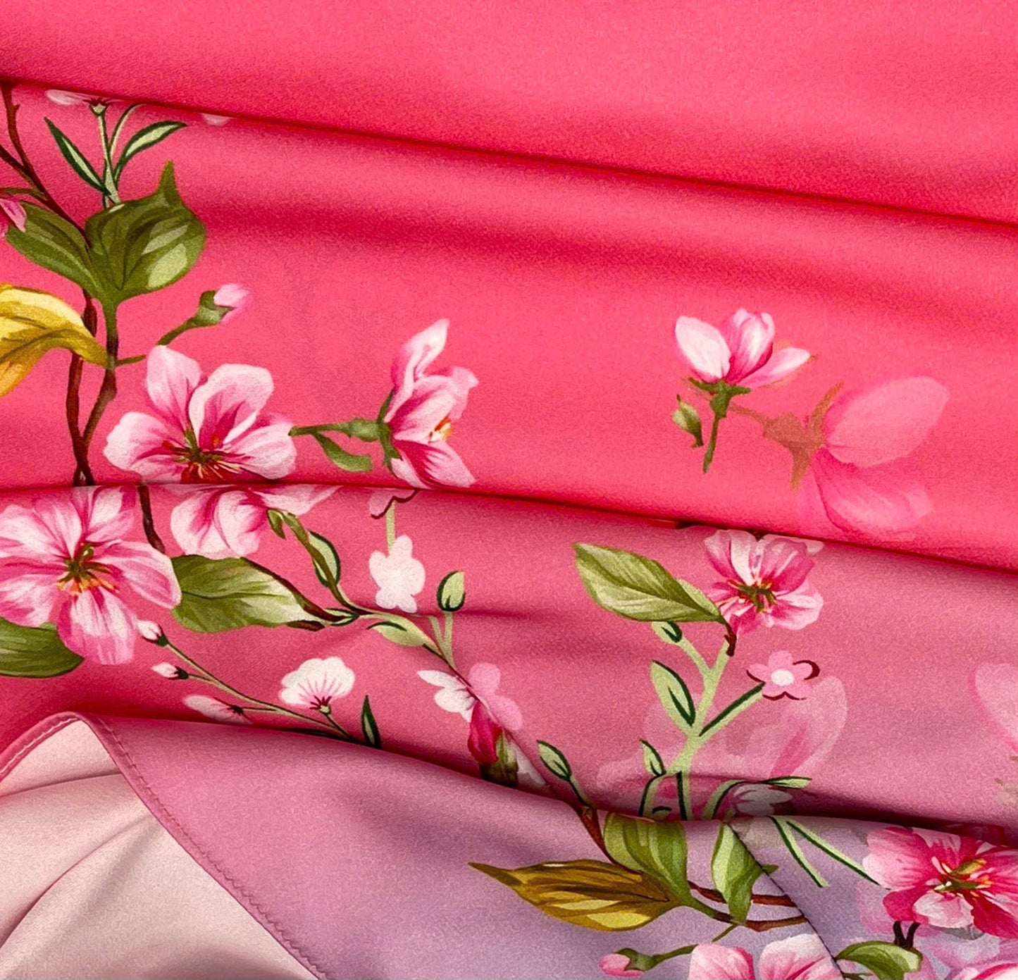 H380 1674 Áo only - Áo dài lụa ánh sao thiết kế màu hồng phối xanh