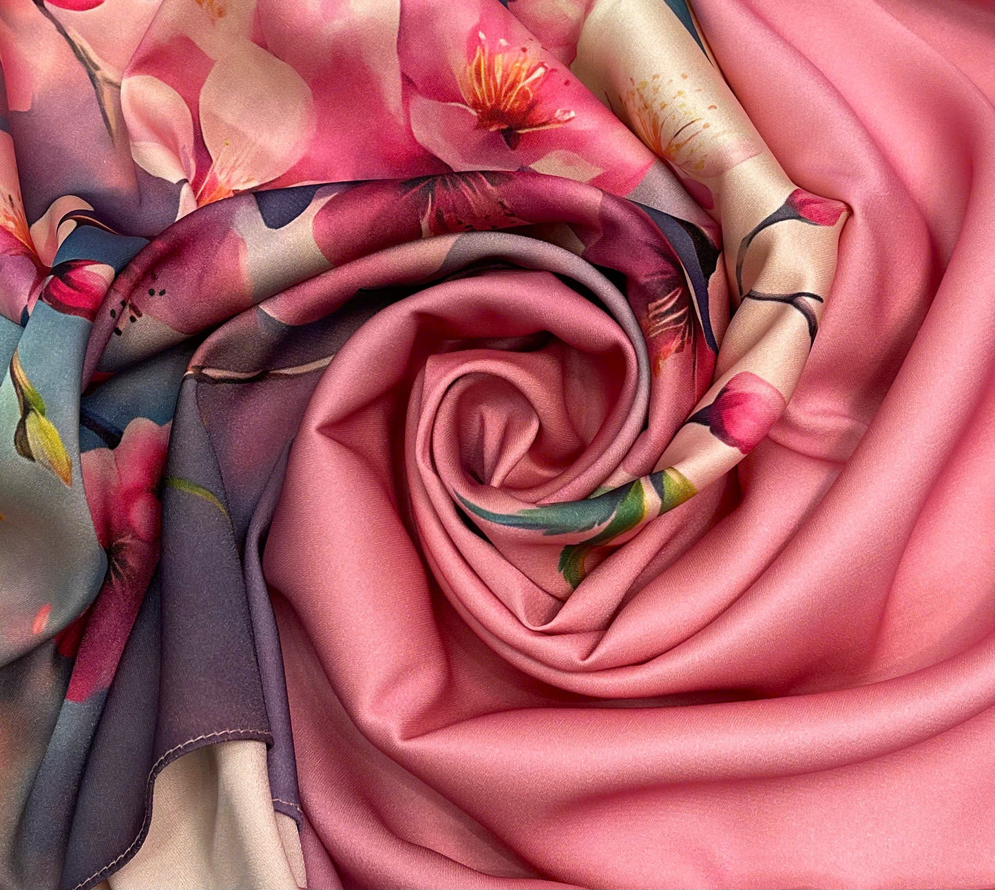 H383 1677 Áo only - Áo dài lụa ánh sao thiết kế phối màu in hoa