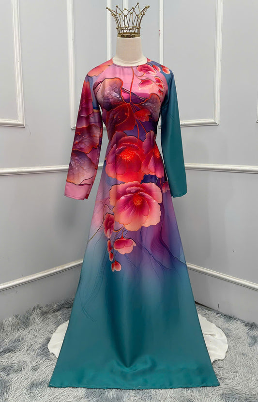 H386 1680 Áo only - Áo dài lụa ánh sao thiết kế