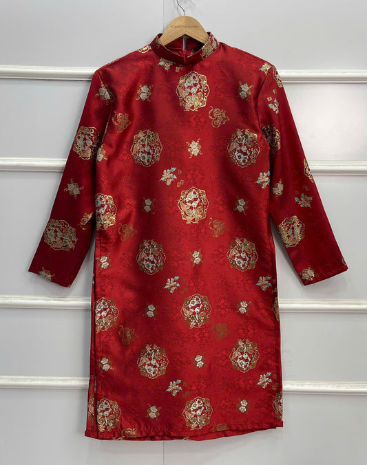 B116 1739 Áo only - Áo dài bố gấm đỏ