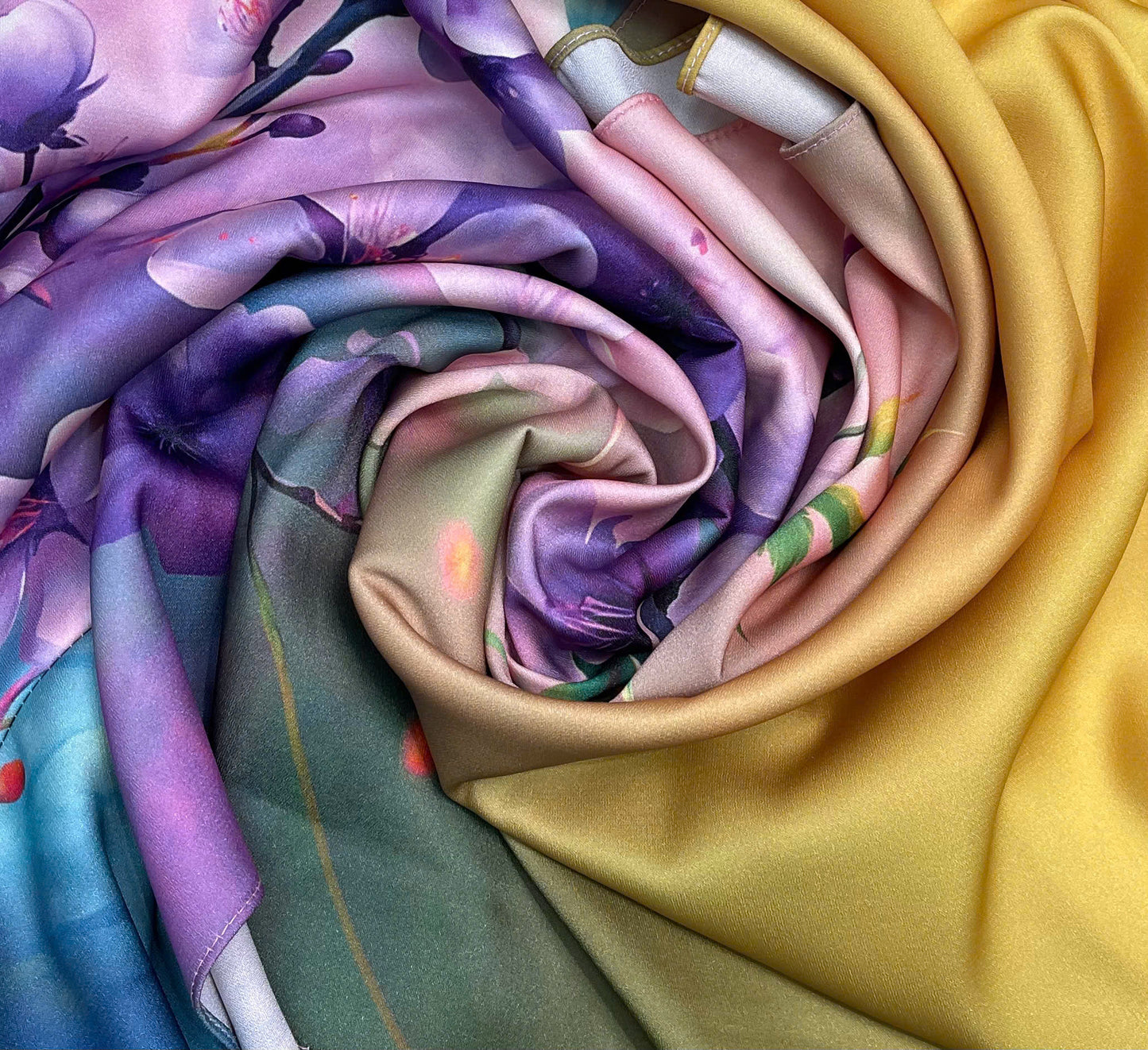 H390 1684 Áo only - Áo dài lụa ánh sao thiết kế hoa vàng