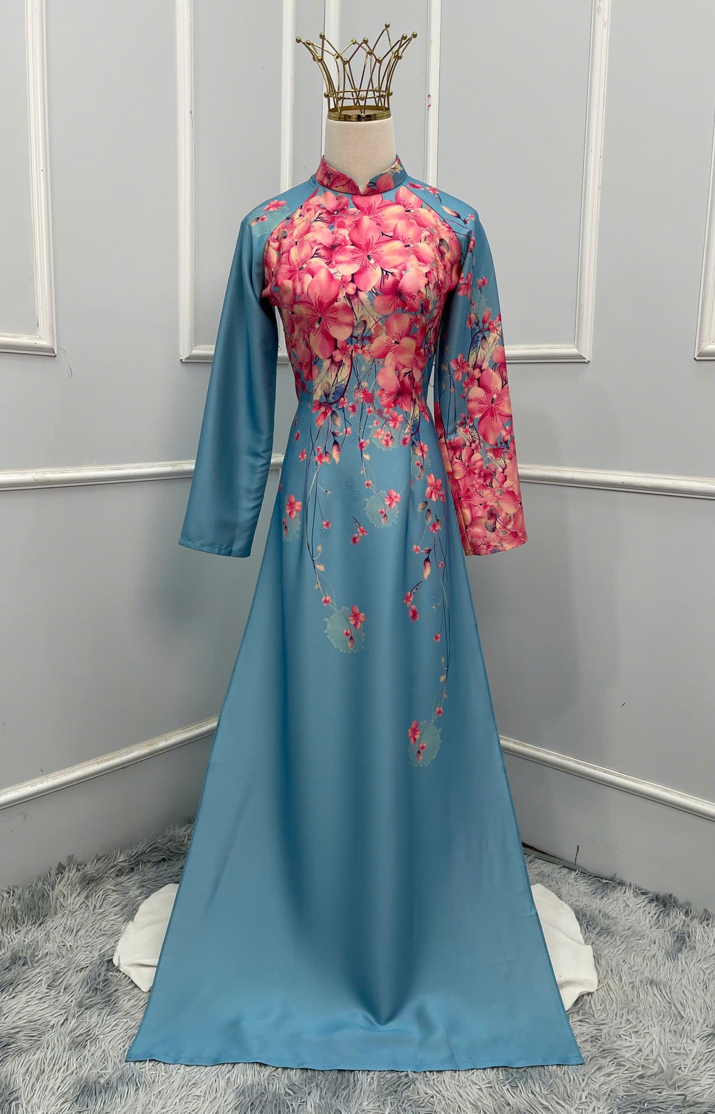 H398 1692 Áo only - Áo dài lụa ánh sao thiết kế