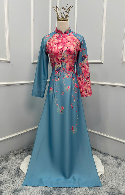 H398 1692 Áo only - Áo dài lụa ánh sao thiết kế