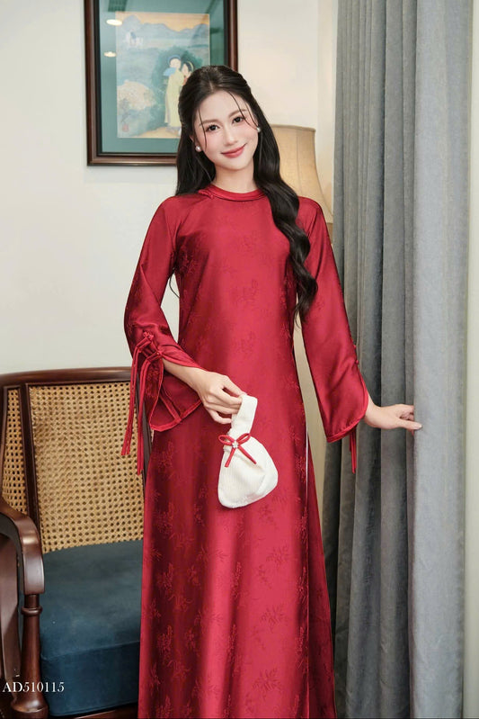 H477 1929 Áo only - Áo dài cách tân dáng suông 2 tà màu đỏ tươi