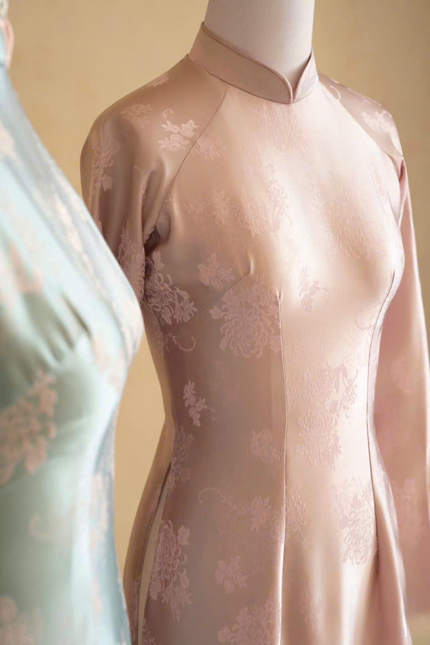 M277 2132 M278 Áo + quần lụa - Áo dài dáng truyền thống lụa gấm cúc đại đoá