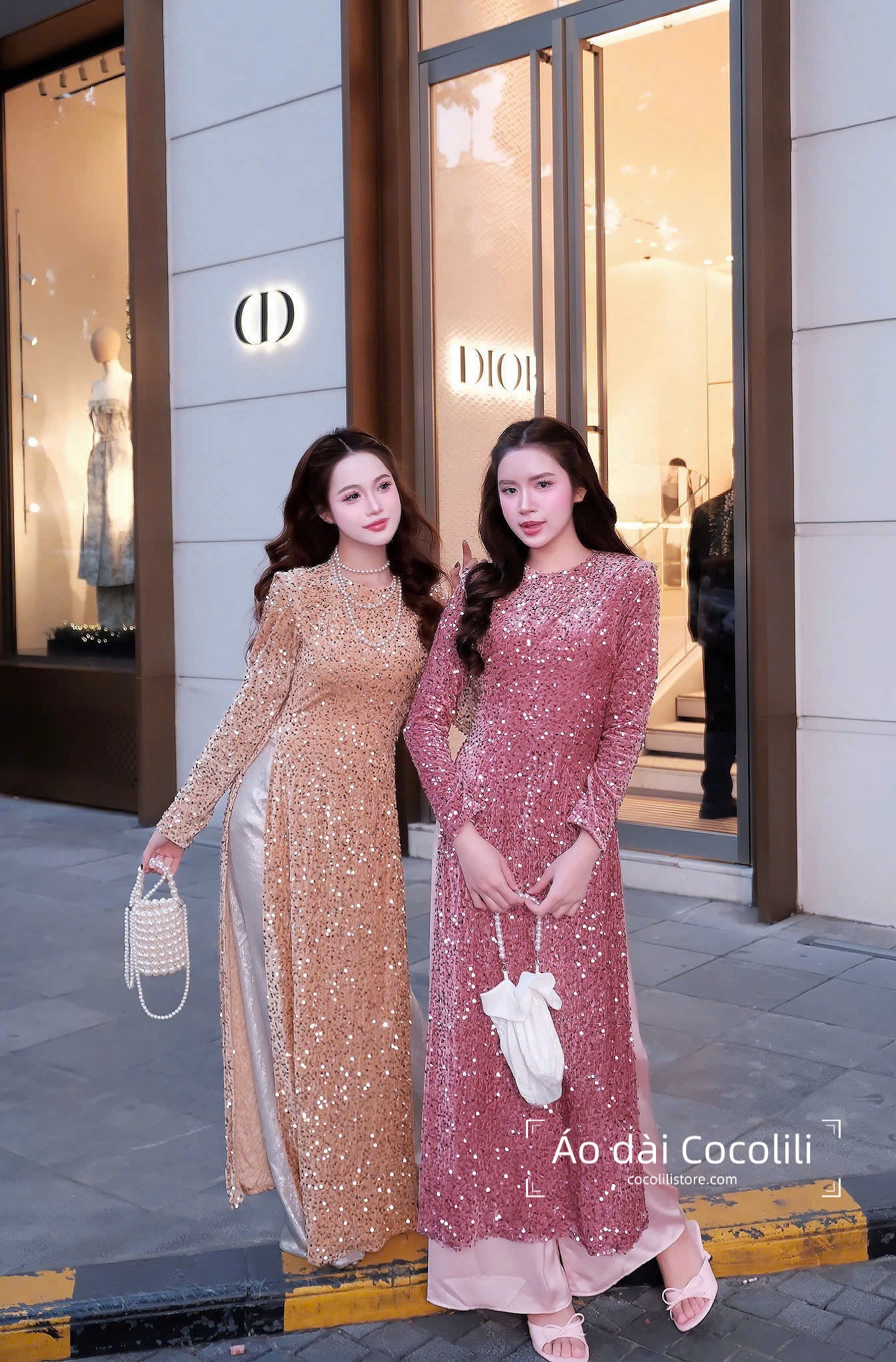 H538 2374 Áo only - Áo dài nhung kimsa màu hồng đỗ