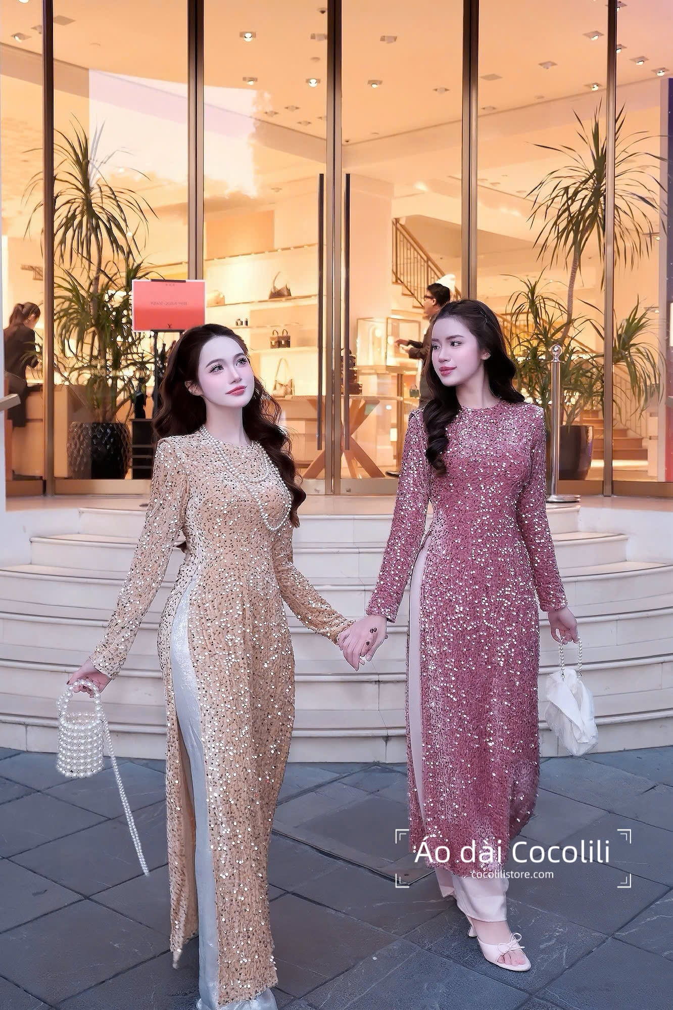 H538 2374 Áo only - Áo dài nhung kimsa màu hồng đỗ