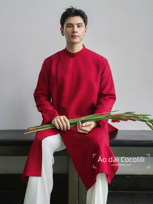 B79 Only áo - Áo ngũ thân nam form rộng màu đỏ