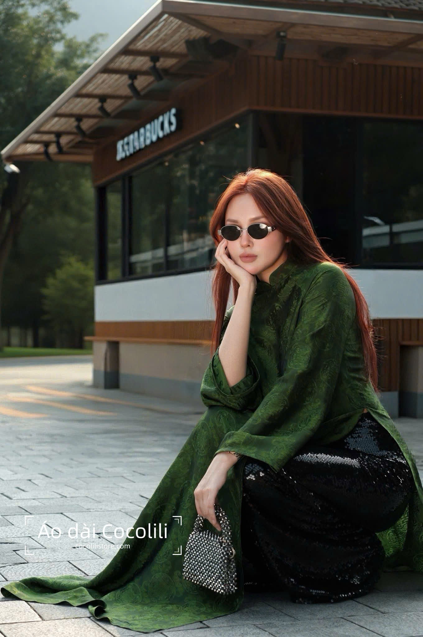 HD34 Áo + quần kimsa - Áo dài dáng suông 2 tà lụa nha xá Hà Đông