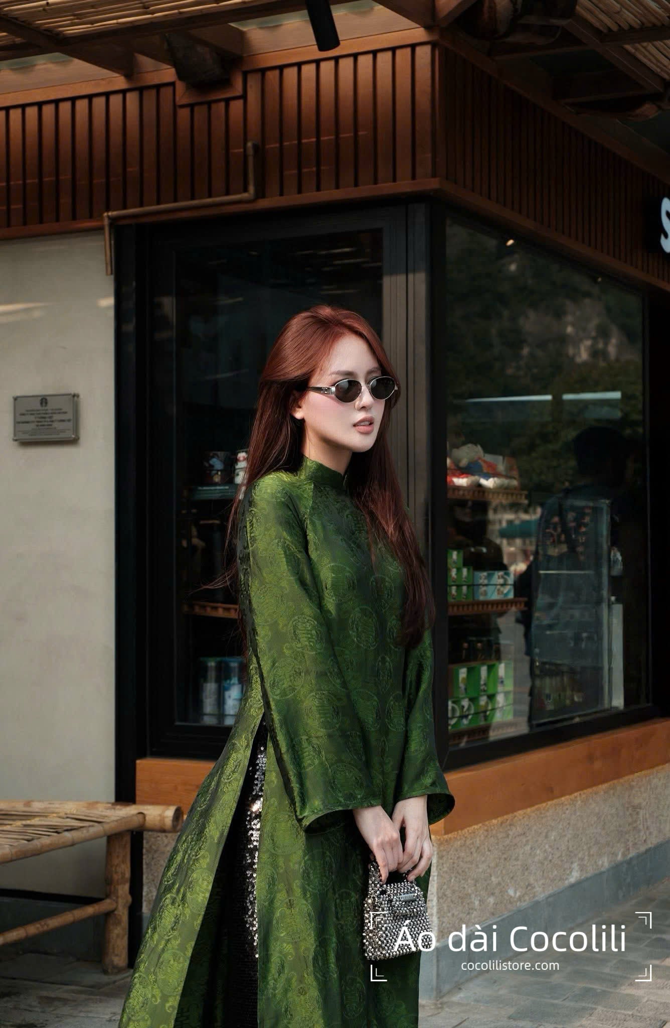 HD34 Áo + quần kimsa - Áo dài dáng suông 2 tà lụa nha xá Hà Đông