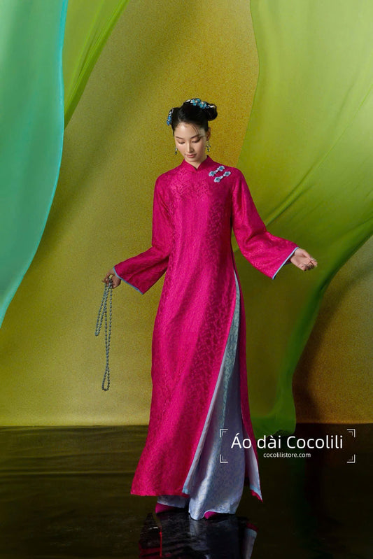 HD36 Áo + quần nha xá - Áo dài dáng suông 4 tà lót tơ lụa nha xá Hà Đông