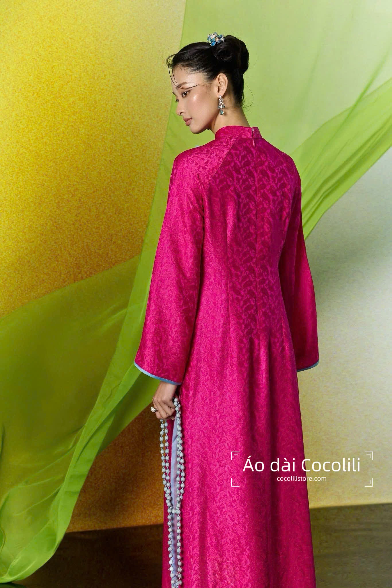 HD36 Áo + quần nha xá - Áo dài dáng suông 4 tà lót tơ lụa nha xá Hà Đông