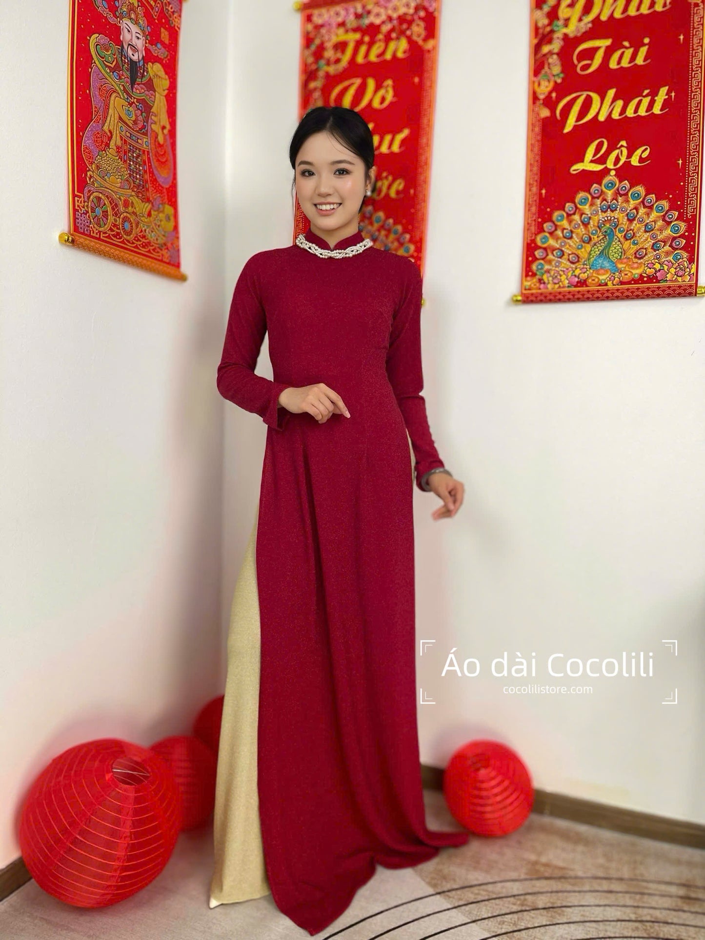 N75 Áo + quần nhung - Áo dài nhung nano pha lê co giãn 4 chiều (run big, khách lấy bằng hoặc xuống size)