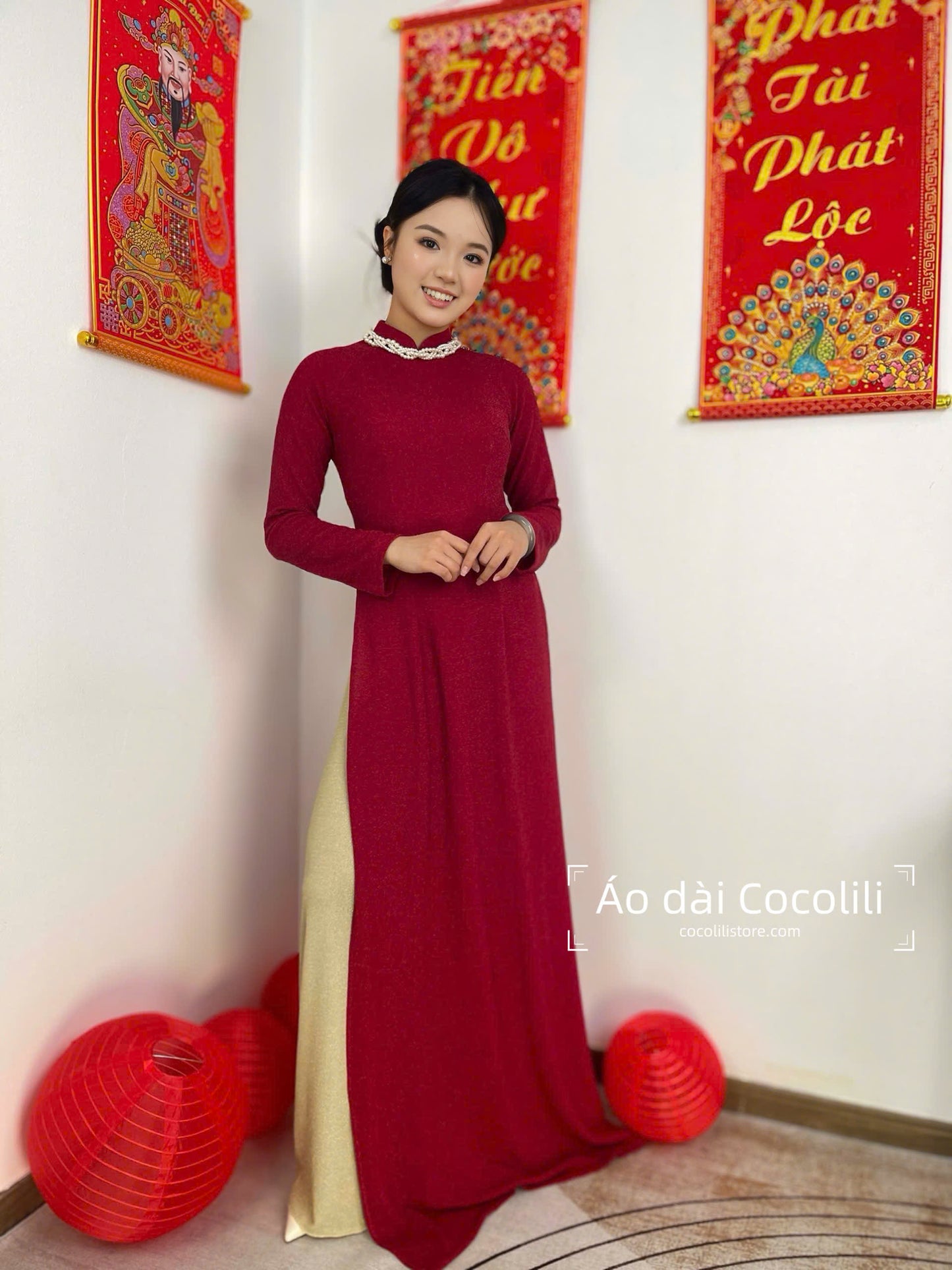 N75 Áo + quần nhung - Áo dài nhung nano pha lê co giãn 4 chiều (run big, khách lấy bằng hoặc xuống size)