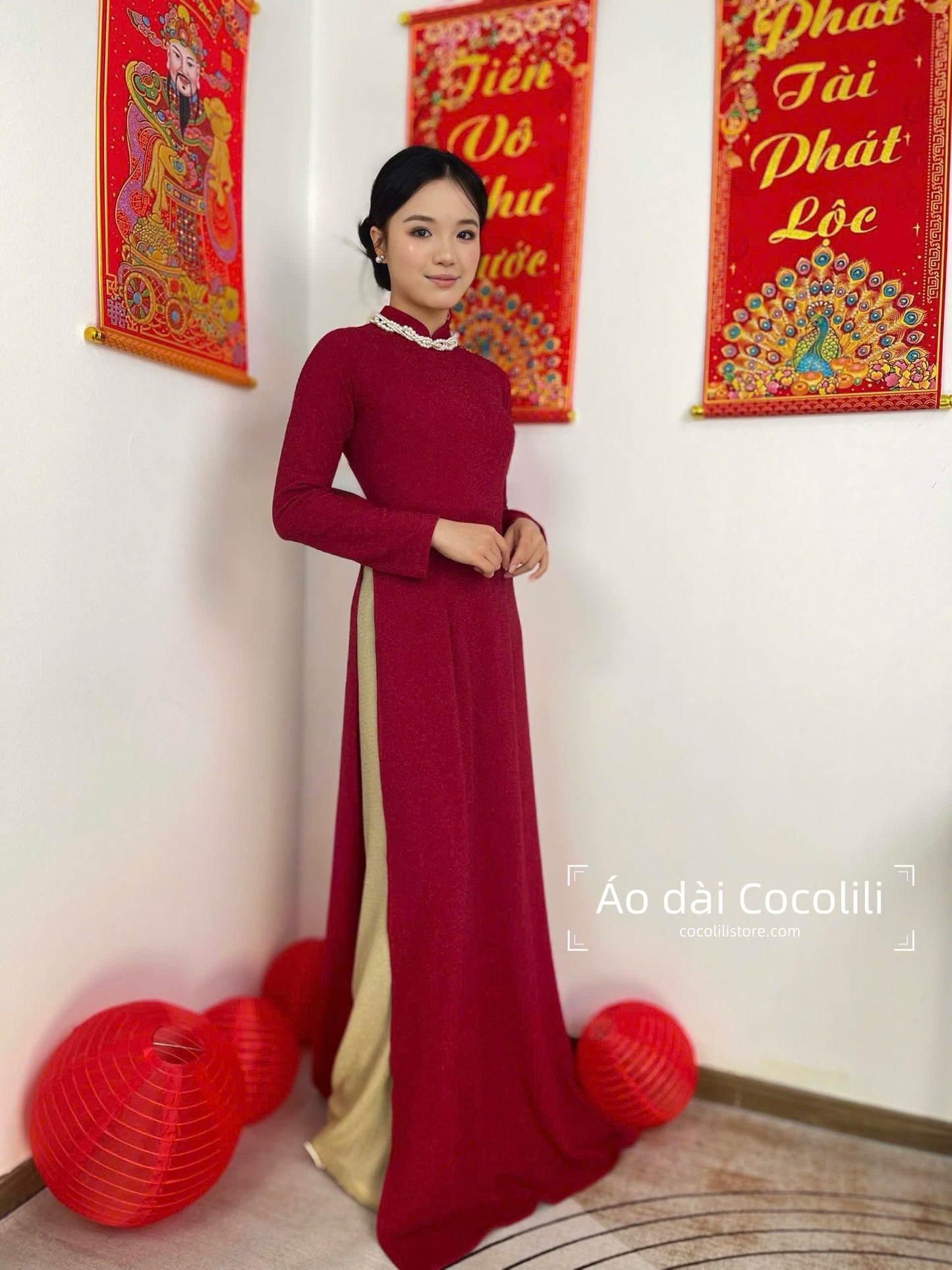 N75 Áo + quần nhung - Áo dài nhung nano pha lê co giãn 4 chiều (run big, khách lấy bằng hoặc xuống size)