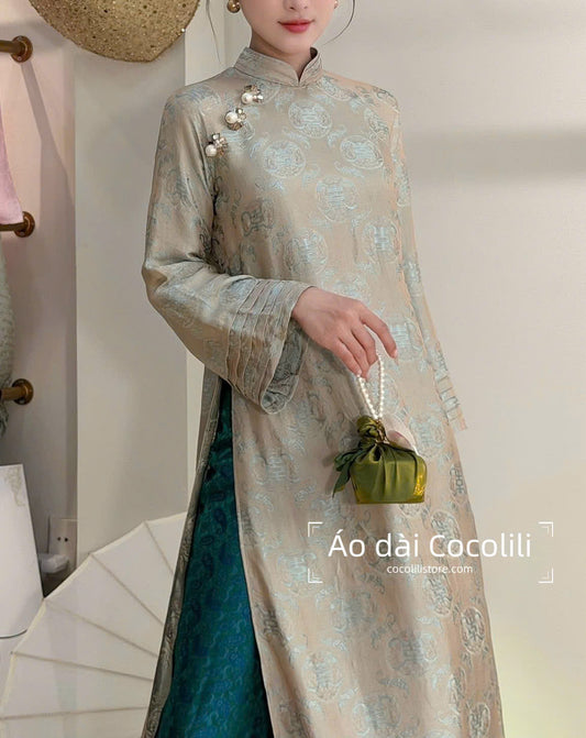 HD45 Áo only (no pants) - Áo dài dáng suông lụa tơ tằm Nha Xá