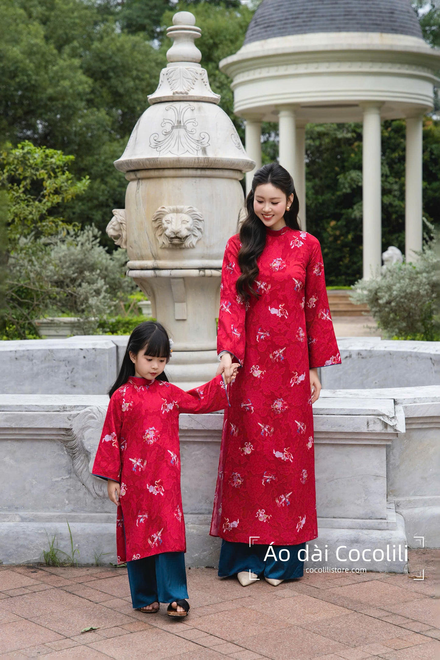 M397 Áo + quần lụa - Áo dài dáng suông 4 tà tơ màu đỏ