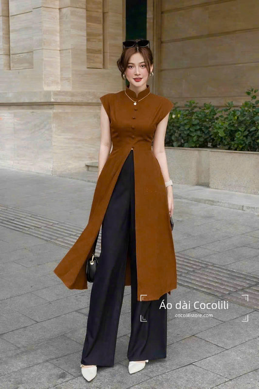 M398 Áo + quần đen - Bộ tứ thân Hottrend màu nâu