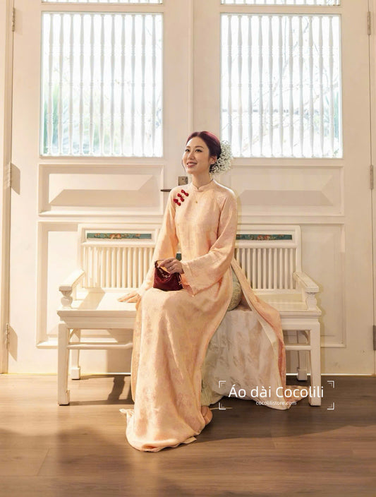 HD50 Áo + quần nha xá - Áo dài dáng suông 4 tà lụa nha xá