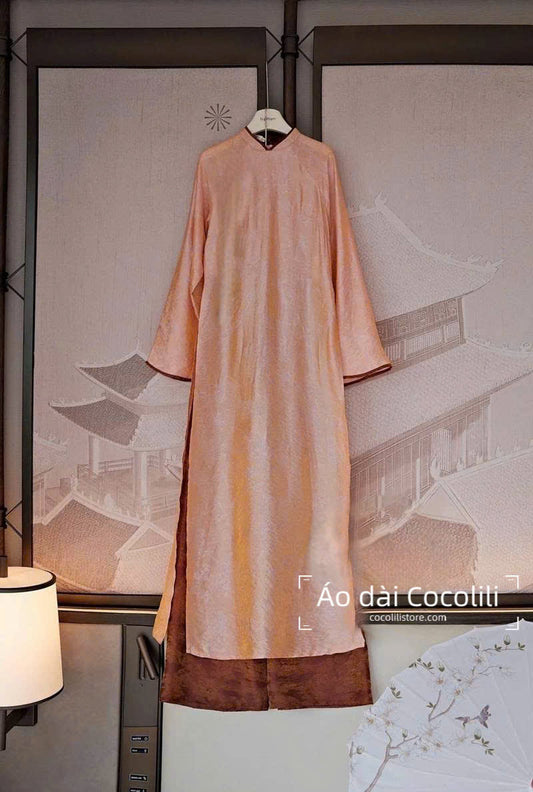 M510 3144 Áo + quần cùng chất - Áo dài dáng suông 2 tà tằm tencel thuỷ mặc