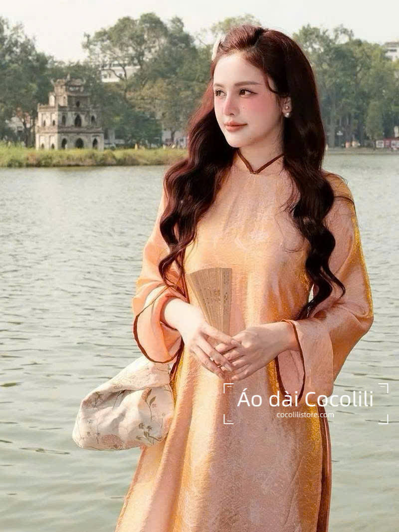 M510 Áo + quần cùng chất - Áo dài dáng suông 2 tà tằm tencel thuỷ mặc