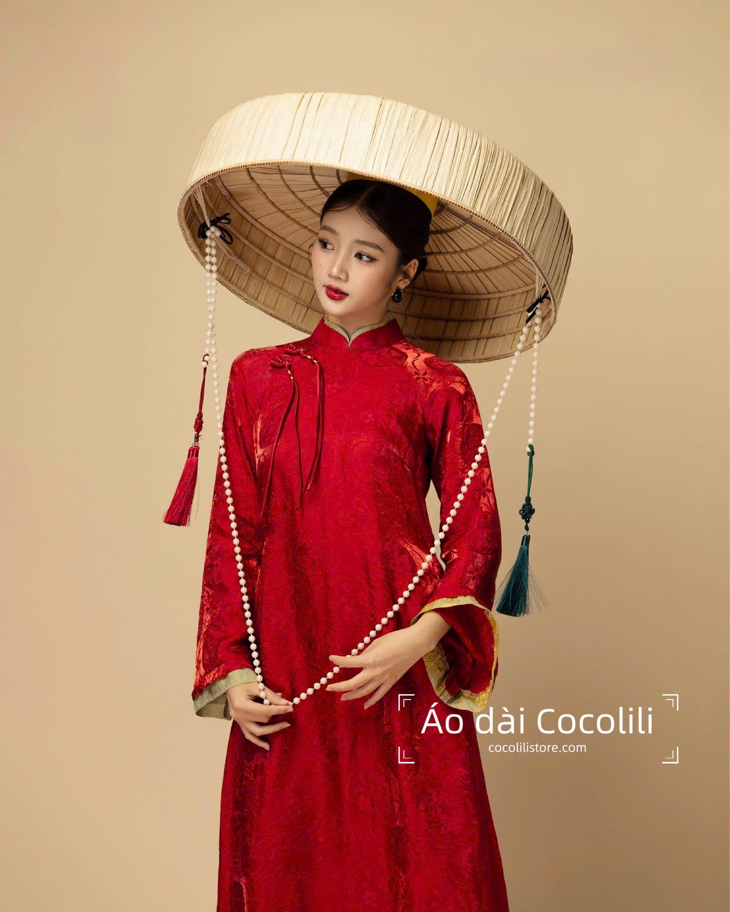 M511 Áo + quần cùng chất - Áo dài dáng suông 2 tà tằm tencel hoa thuỷ tiên