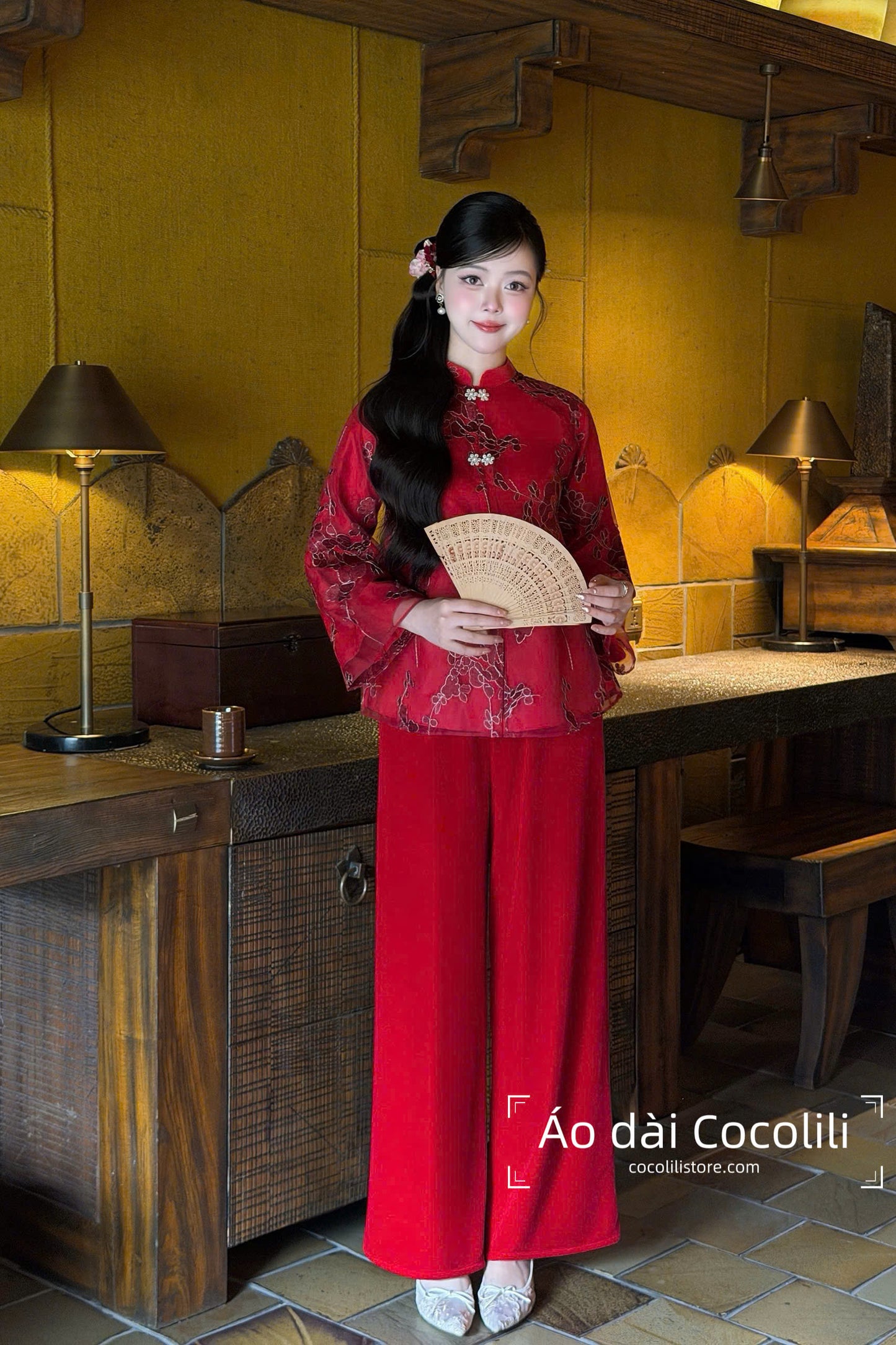 M516 3212 - Bộ pháp phục tơ màu đỏ