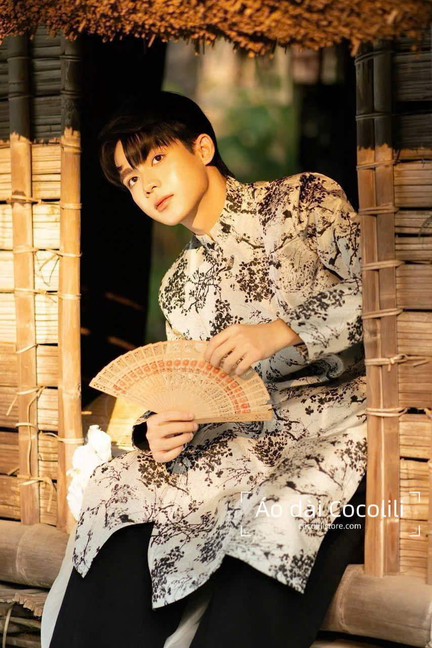 B155 3316 - Áo dài nam gấm cao cấp
