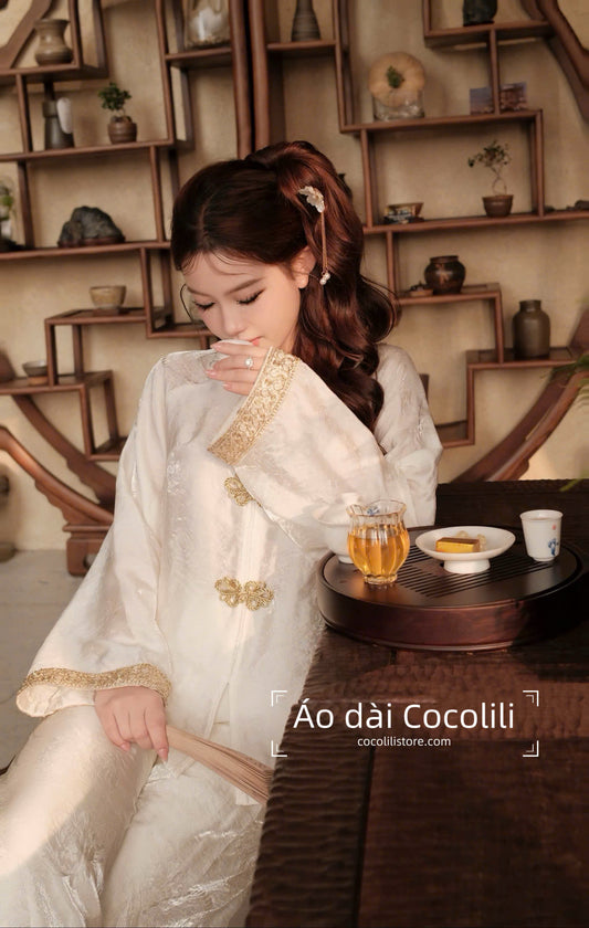 BB91 3336 - Set bà ba tằm tencel phối tay