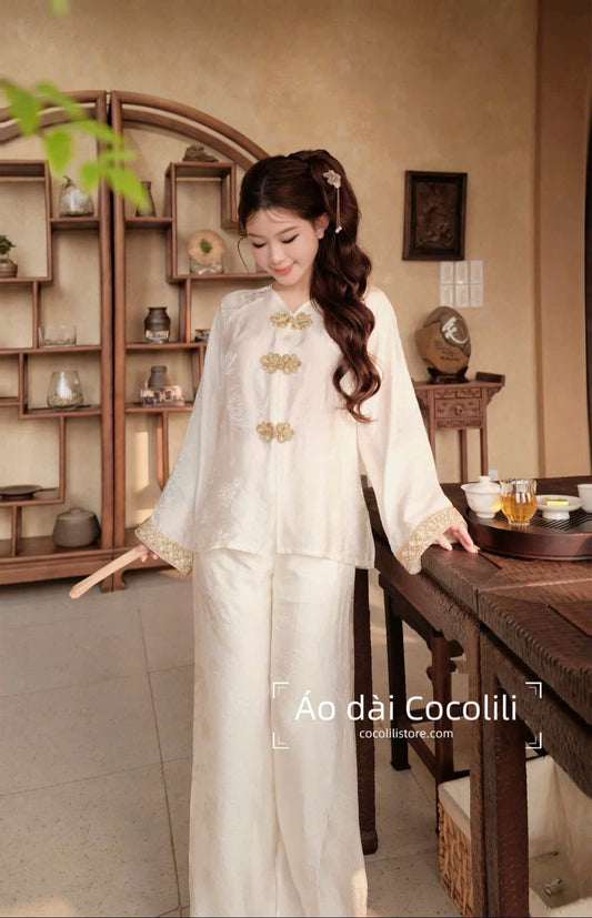 BB91 3336 - Set bà ba tằm tencel phối tay