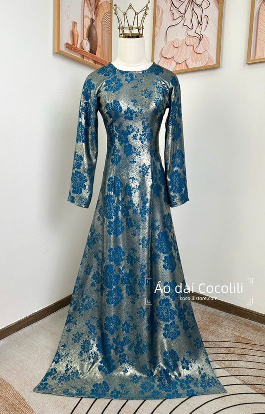 H640 Áo only no pants - Áo dài dáng truyền thống chiết li lụa dubai