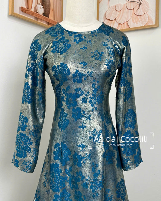 H640 3423 Áo only no pants - Áo dài dáng truyền thống chiết li lụa dubai