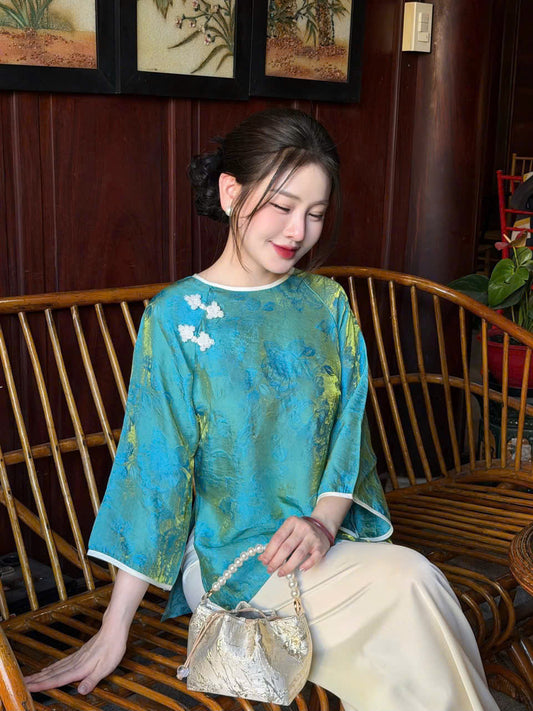BB46 3628 - Set bà ba tằm ánh kim tencel