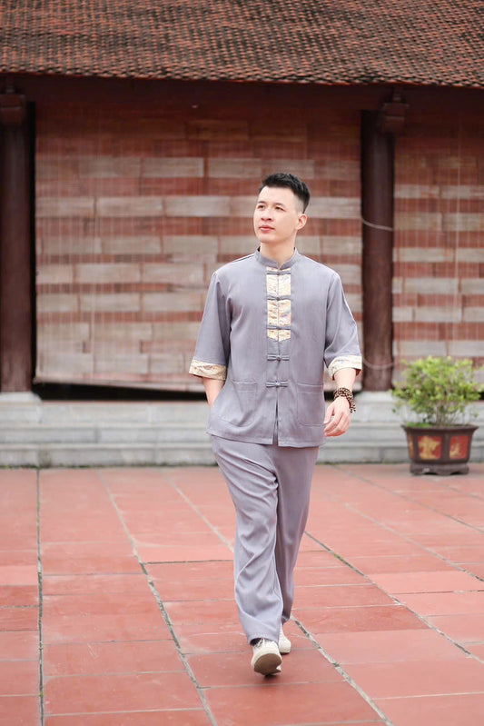 BB128 - Bộ đồ lam cho nam màu xám