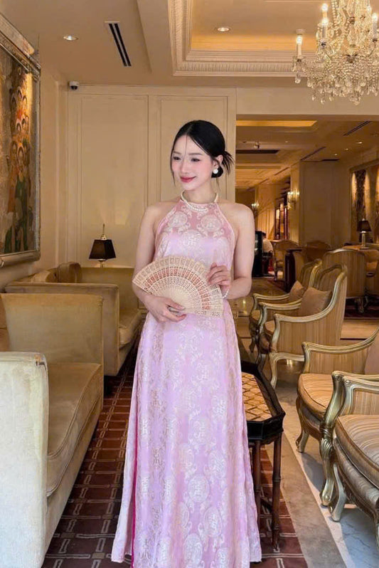 Y78 Yếm only no pants - Yếm lụa gấm thọ dơi màu hồng