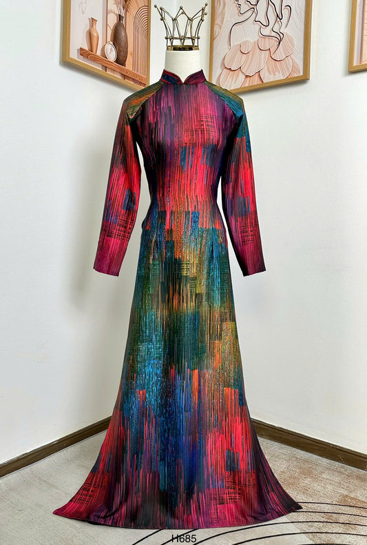 H685 3811 Áo only no pants - Áo dài lụa ánh sao