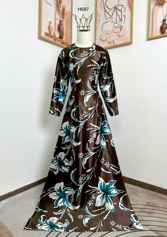 H687 3812 Áo only no pants - Áo dài lụa ánh sao