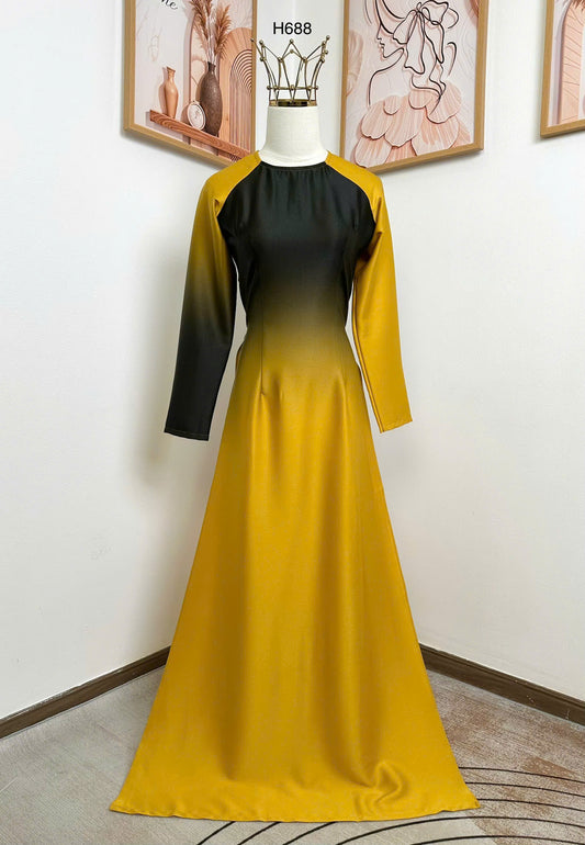 H688 3813 Áo only no pants - Áo dài lụa ánh sao ombre