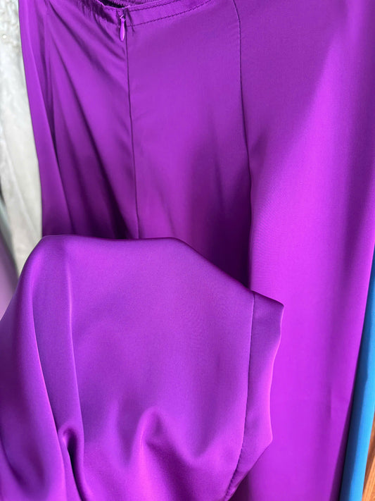 3845 Quần suông lụa tô châu màu tím đậm