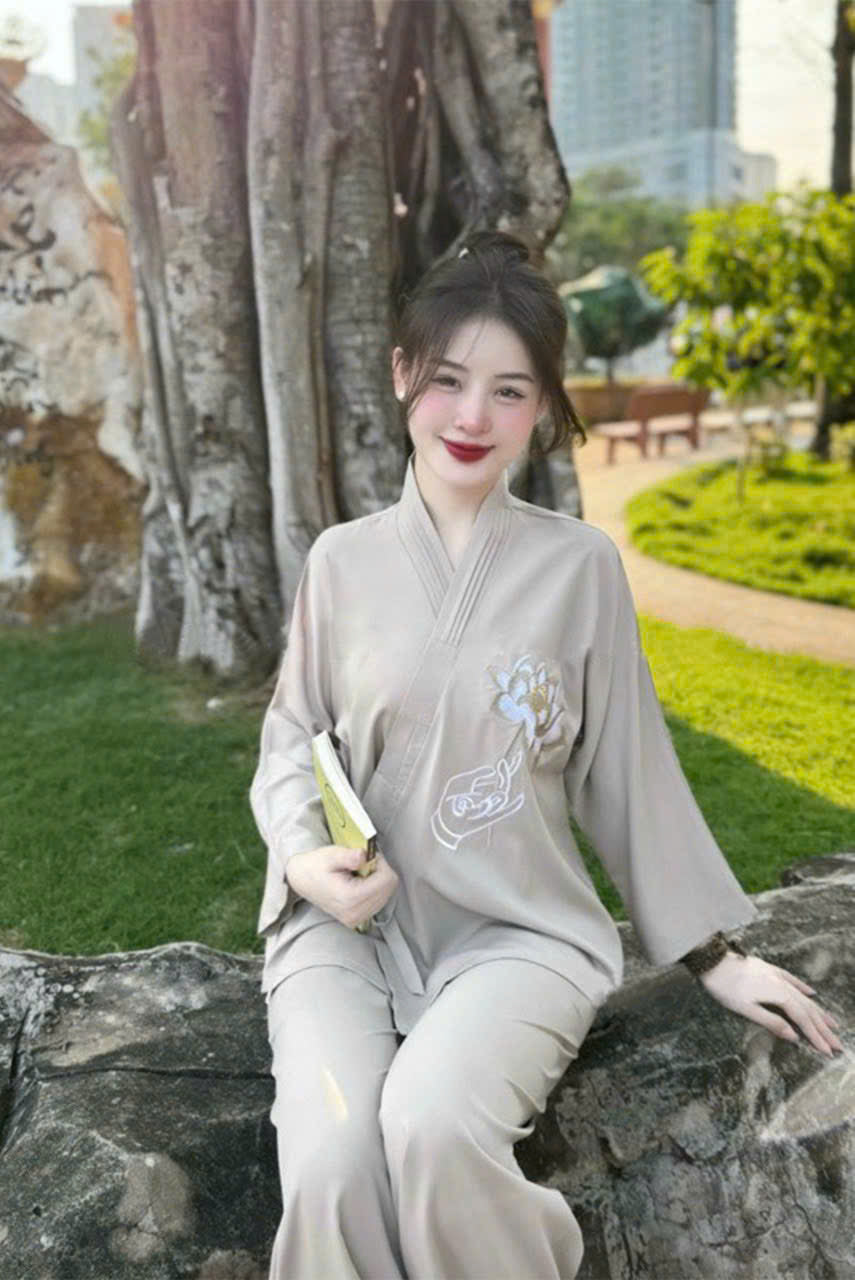 PP05 3901 - Set pháp phục thêu hoa sen